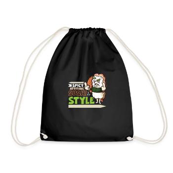 Funny Unhappy Sushi Japanese food Miso-Unhappy - Drawstring Bag - black - Front