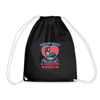 Mermaid Valentine's Day Mermaid Love Ocean - Drawstring Bag - black - Front