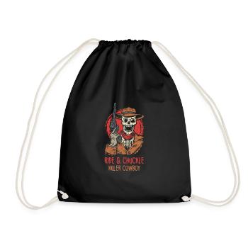 Spooky Horror Western Cowboy Rider Rodeo Country - Drawstring Bag - black - Front