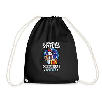 Funny Snowman Season Winter Christmas Snowman Joy - Drawstring Bag - black - Front