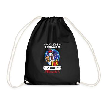 Funny Snowman Season Winter Christmas Snowman Joy - Drawstring Bag - black - Front