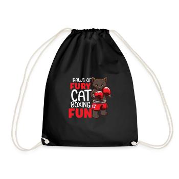 Cat Boxing Ring Boxer Gloves Boxing Fighter - Drawstring Bag - black - Front