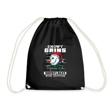 Funny Snowman Season Winter Christmas Snowman Joy - Drawstring Bag - black - Front