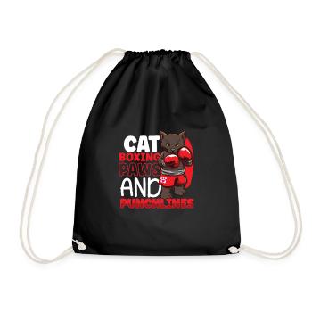 Cat Boxing Ring Boxer Gloves Boxing Fighter - Drawstring Bag - black - Front