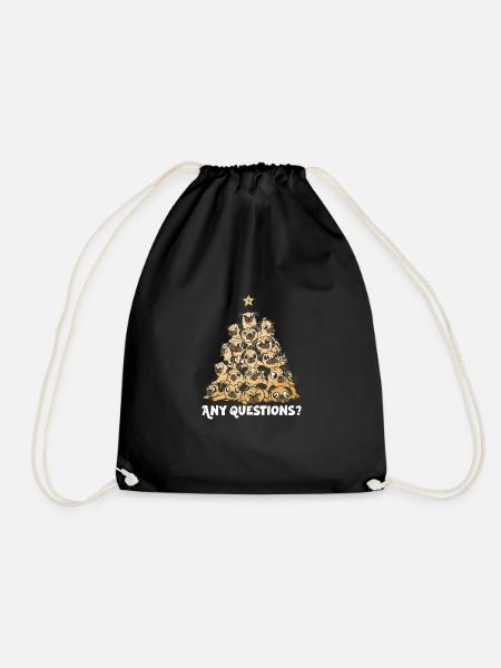 Mops Weihnachten Mops Weihnachtsmann Mops Ornament - Turnbeutel - Schwarz