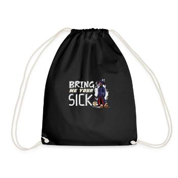 Creepy Halloween horror plague doctor - Drawstring Bag - black - Front