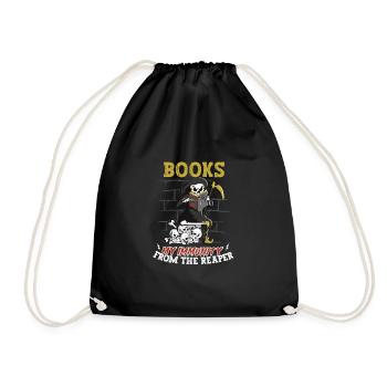Reading Grim Reaper book lover's literature, - Drawstring Bag - black - Front