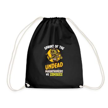 Funny Horror Zombie Marathon Jogging Runner - Drawstring Bag - black - Front