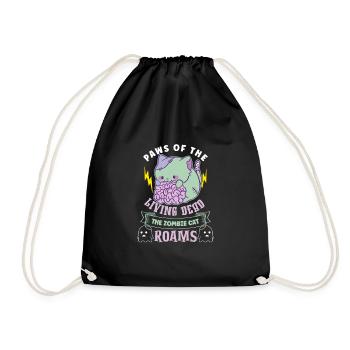 Zombie Cat Undead Kitty Horror Meow Creepy - Drawstring Bag - black - Front