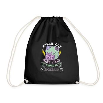 Zombie Cat Undead Kitty Horror Meow Creepy - Drawstring Bag - black - Front