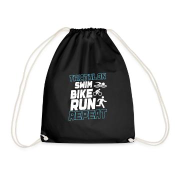 Triathlon Swim Bike Run Triathlete Sport Gift - Drawstring Bag - black - Front