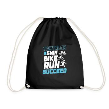 Triathlon Swim Bike Run Triathlete Sport Gift - Drawstring Bag - black - Front