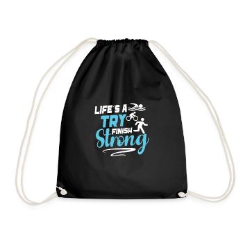 Triathlon Swim Bike Run Triathlet Sport Geschenk - Turnbeutel - Schwarz - Vorne