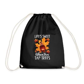 Maple syrup Canada tradition and cones - Drawstring Bag - black - Front