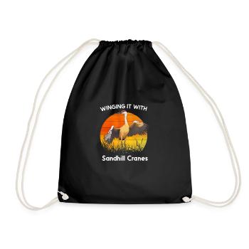 Sandhill Crane Lovers Bird Watching - Drawstring Bag - black - Front