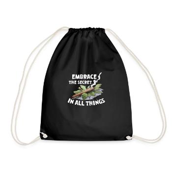 Smudge Sage Feather Spiritual Witchcraft Meditate - Drawstring Bag - black - Front