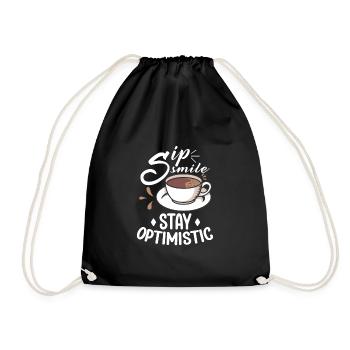 Coffee lover Caffeine and positivity Coffee-themed - Drawstring Bag - black - Front