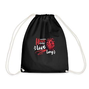 Healthy Heartbeat February Heart Awareness - Drawstring Bag - black - Front