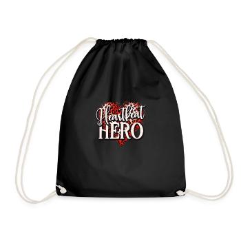 Healthy Heartbeat February Heart Awareness - Drawstring Bag - black - Front