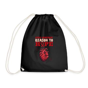 Healthy Heartbeat February Heart Awareness - Drawstring Bag - black - Front