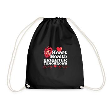 Healthy Heartbeat February Heart Awareness - Drawstring Bag - black - Front