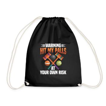 Croquet Mallet Croquet Club Croquet Player Croquet - Drawstring Bag - black - Front