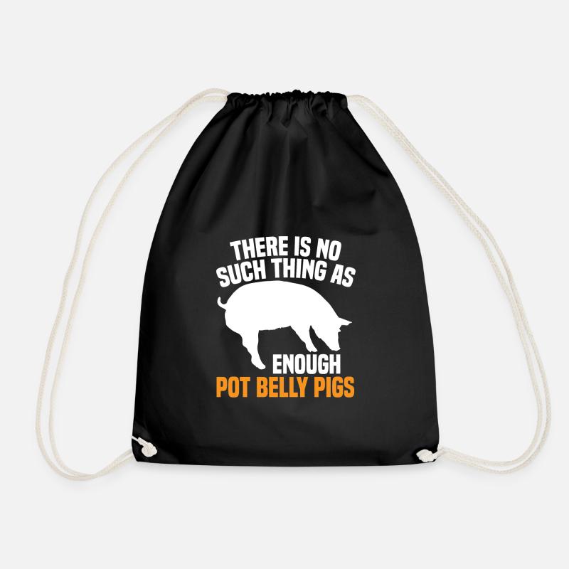 Pot Belly Pig Harness and Leash Pot Belly Pig - Drawstring Bag - black