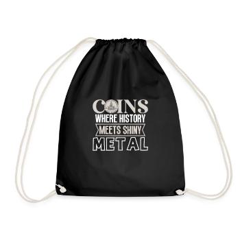 Funny coin collection for coin collectors and - Drawstring Bag - black - Front