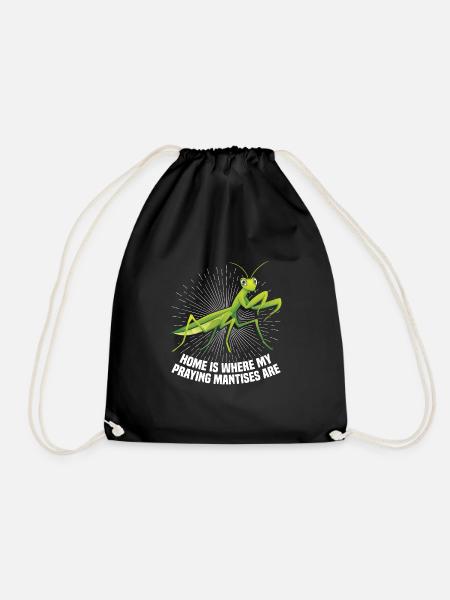 Praying Mantis Costume Food Enclosure - Drawstring Bag - black