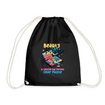 Puzzle Lover Jigzaw Puzzle Board Game Puzzler - Drawstring Bag - black - Front
