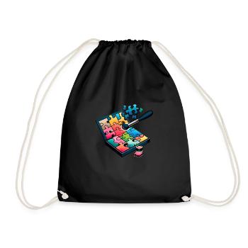 Puzzle Lover Jigzaw Puzzle Board Game Puzzler - Drawstring Bag - black - Front