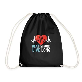 Healthy Heartbeat February Heart Awareness - Drawstring Bag - black - Front