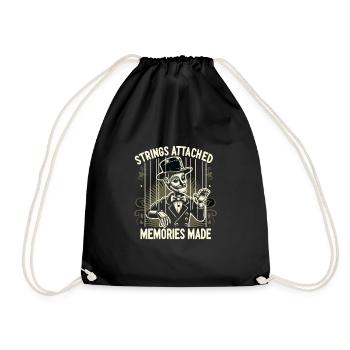 Puppet Mastery Shadow Play Ventriloquist Gift - Drawstring Bag - black - Front