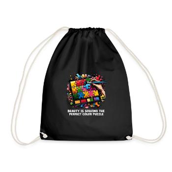 Puzzle Lover Jigzaw Puzzle Board Game Puzzler - Drawstring Bag - black - Front