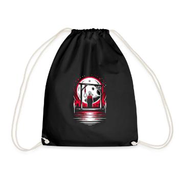 Cowboy Barn Bull Rider Rodeo Country Western - Drawstring Bag - black - Front