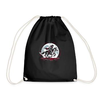 Cowboy Barn Bull Rider Rodeo Country Western - Drawstring Bag - black - Front