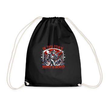Cowboy Barn Bull Rider Rodeo Country Western - Drawstring Bag - black - Front