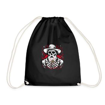 Cowboy Barn Bull Rider Rodeo Country Western - Drawstring Bag - black - Front