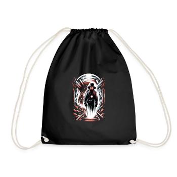 Cowboy Barn Bull Rider Rodeo Country Western - Drawstring Bag - black - Front