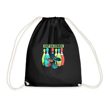Funny bowling team bowler strike bowling club - Drawstring Bag - black - Front