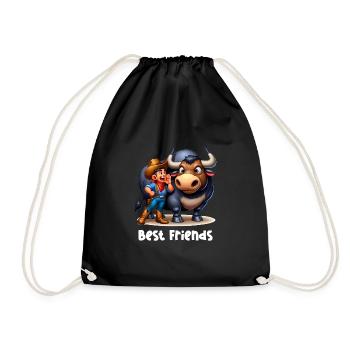 Rodeo Bull Riding Livestock Show Farmer Cattle - Drawstring Bag - black - Front