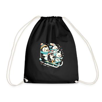 Sledding Snow Sled Winter Sport Winter Outdood - Drawstring Bag - black - Front