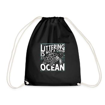 Anti-littering No Environmental Waste Recycle - Drawstring Bag - black - Front