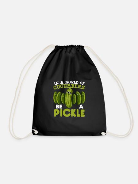 Pickle Lover Funny Pickle Dill Pickle Pickled - Drawstring Bag - black
