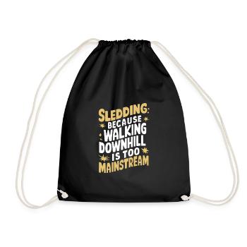 Sledding Snow Sled Winter Sport Winter Outdoor - Drawstring Bag - black - Front