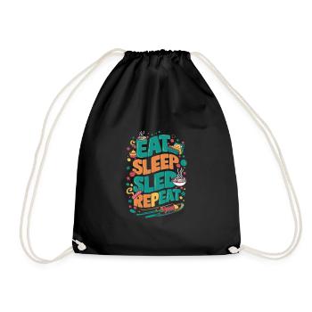 Sledding Snow Sled Winter Sport Winter Outdood - Drawstring Bag - black - Front