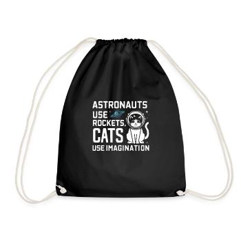 Katze Astronaut Astronomie Äußeres Sonnensystem - Turnbeutel - Schwarz - Vorne