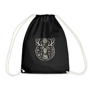 Petroglyph Rock Art Ancient Rock Drawing Indian - Drawstring Bag - black - Front