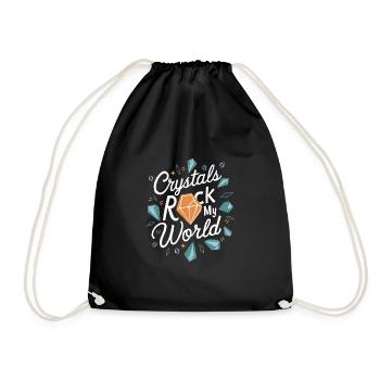 Crystal Healing Crytal Crystals and Stones - Drawstring Bag - black - Front