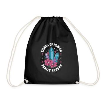 Crystal Healing Crytal Crystals and Stones - Drawstring Bag - black - Front